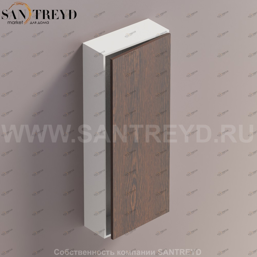 LIFT Модульный шкаф 100 см с правой дверью на доводчиках. Модули могут располагаться горизонтально и вертикально. Отделка: белая краска и коричневый дуб. AMOB053RULZDX Agape