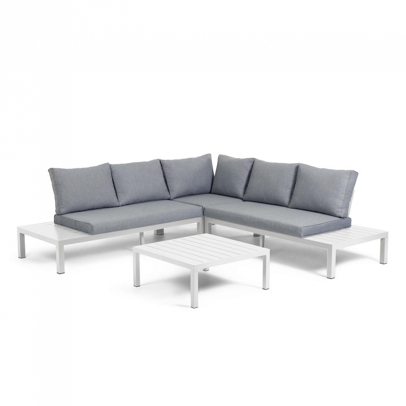 097597 Модульный 5-местный угловой диван и стол из белого алюминия La Forma Duka  - Вид №1