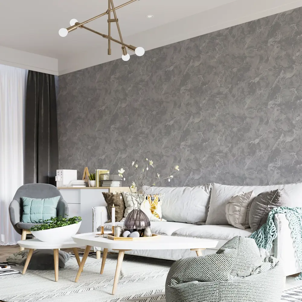 INSPIRE Kabru - Флизелиновые обои темно-серые с каменным узором 89345378 STLM-1453486 - Вид №2