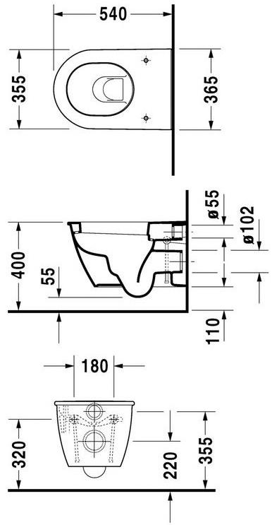 254509 Подвесной унитаз настенный Белый Duravit Darling New Германия - Вид №1