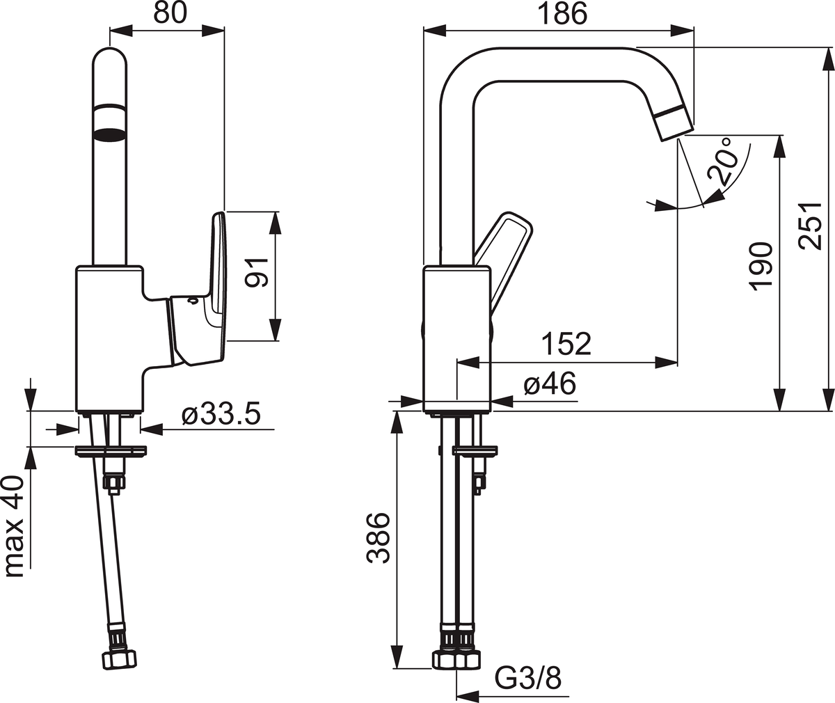 Oras 3907F Смеситель для умывальника 3907F Saga Хром  - Вид №1