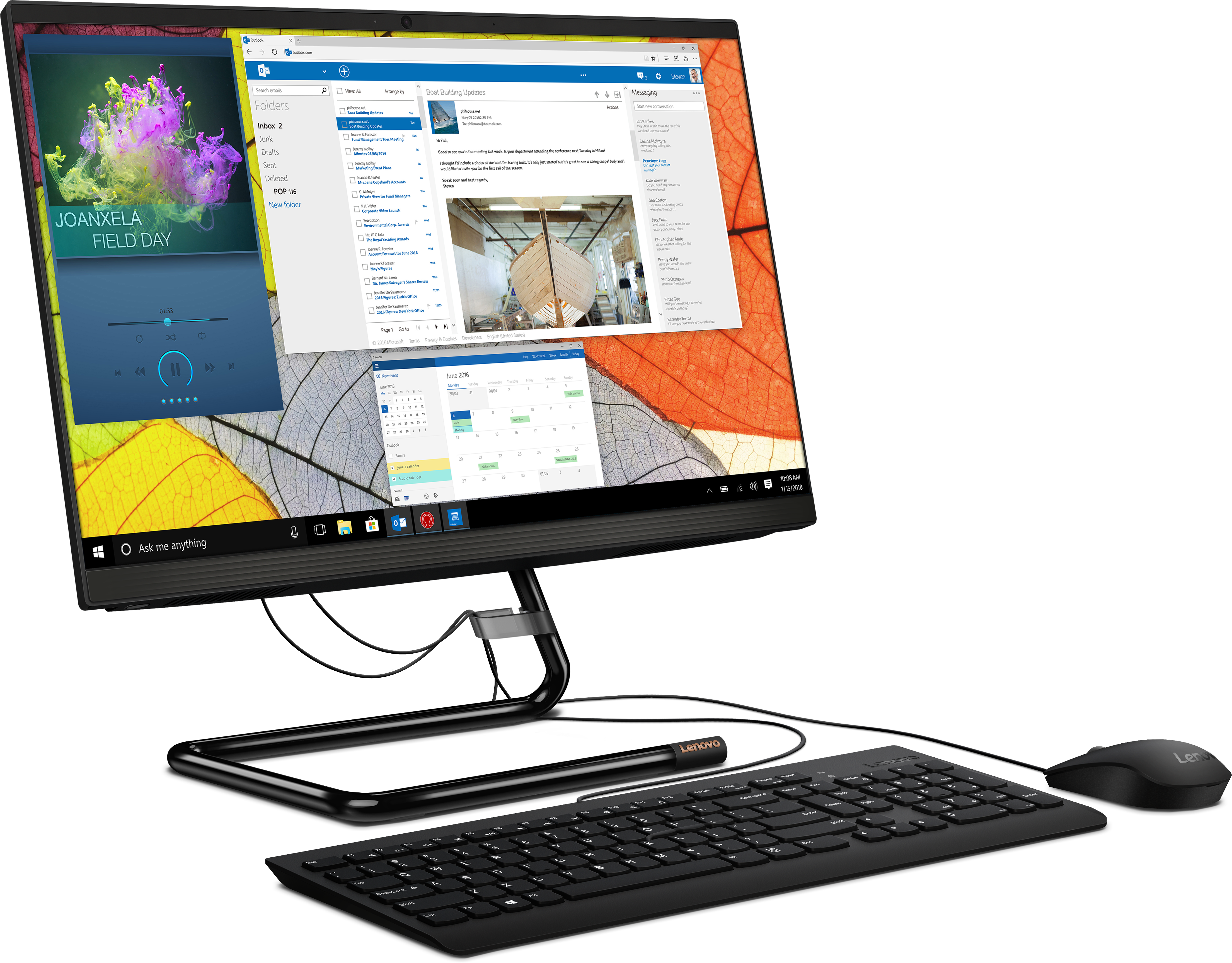 F0EX0002RK ideacentre aio 3 22ada05 21.5"(1920x1080)/amd ryzen 3 3250u(2.6ghz)/4096mb/1000gb/dvdrw/int:amd radeon/bt/wifi/war 1y/5.28kg/black/dos + клавиатура, мышь usb Lenovo Santreyd  - Вид №2