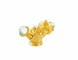 039205.E00.71 Смеситель для раковины на одно отверстие с кристаллами сваровски Античное серебро