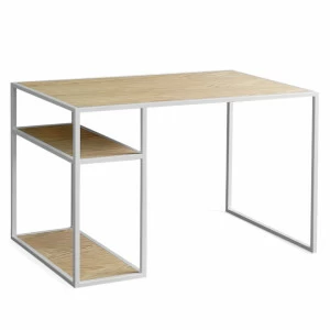 Письменный стол с полками деревянный, светлый дуб на светлом каркасе Romero INTELLIGENT DESIGN ПИСЬМЕННЫЕ СТОЛЫ ROMERO 260982 Бежевый