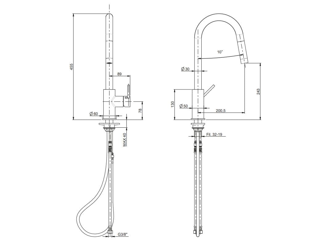 Смеситель для кухни с одной ручкой Rubinetterie Frattini Pepe XL ARCH-00041014 - Вид №1