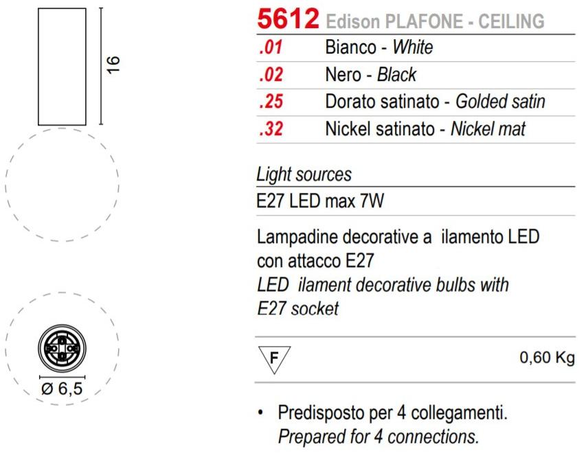 EGOLUCE Металлический светодиодный потолочный светильник Edison 5612 - Вид №9