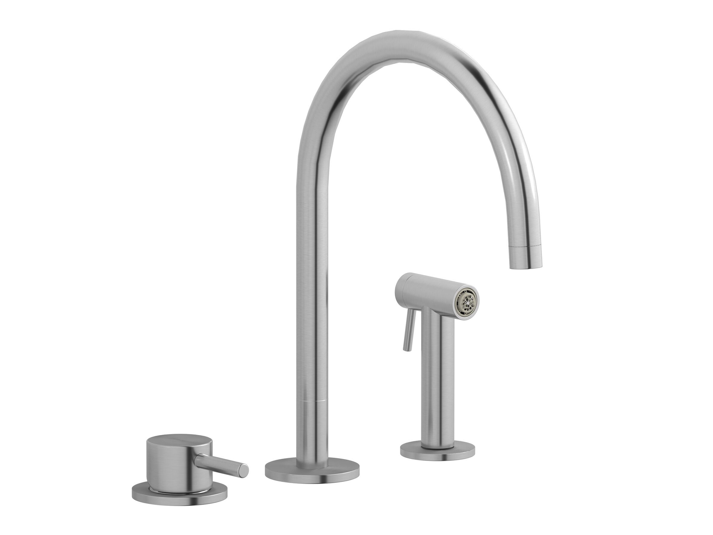 Смеситель для кухни с одной ручкой и 3 отверстиями из нержавеющей стали IB сталь ARCH-00117144 - Вид №1