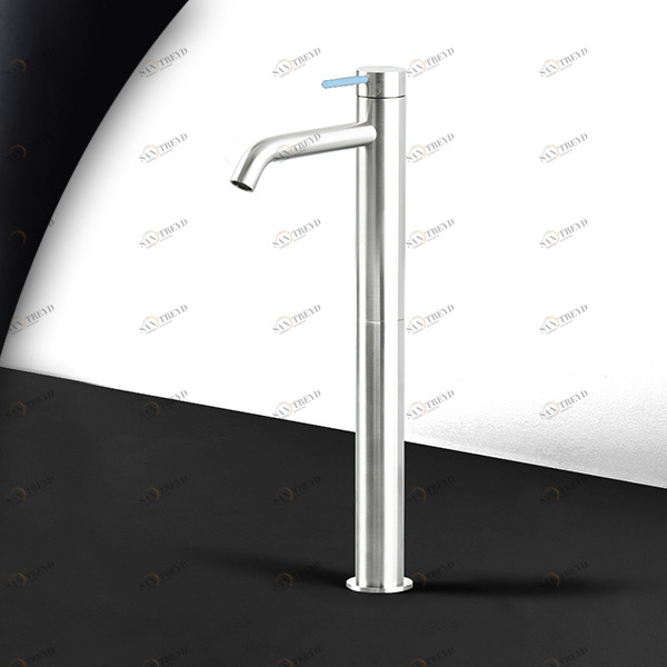 Смеситель для раковины сталь глянцевая с голубой ручкой Toki Radomonte TKI6LCIL17