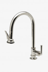HNKM70 Смеситель для кухни Henry One Hole Gooseneck с вытяжным душем и металлической рычажной ручкой Waterworks