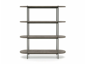 Деревянный двухсторонний самонесущий книжный шкаф