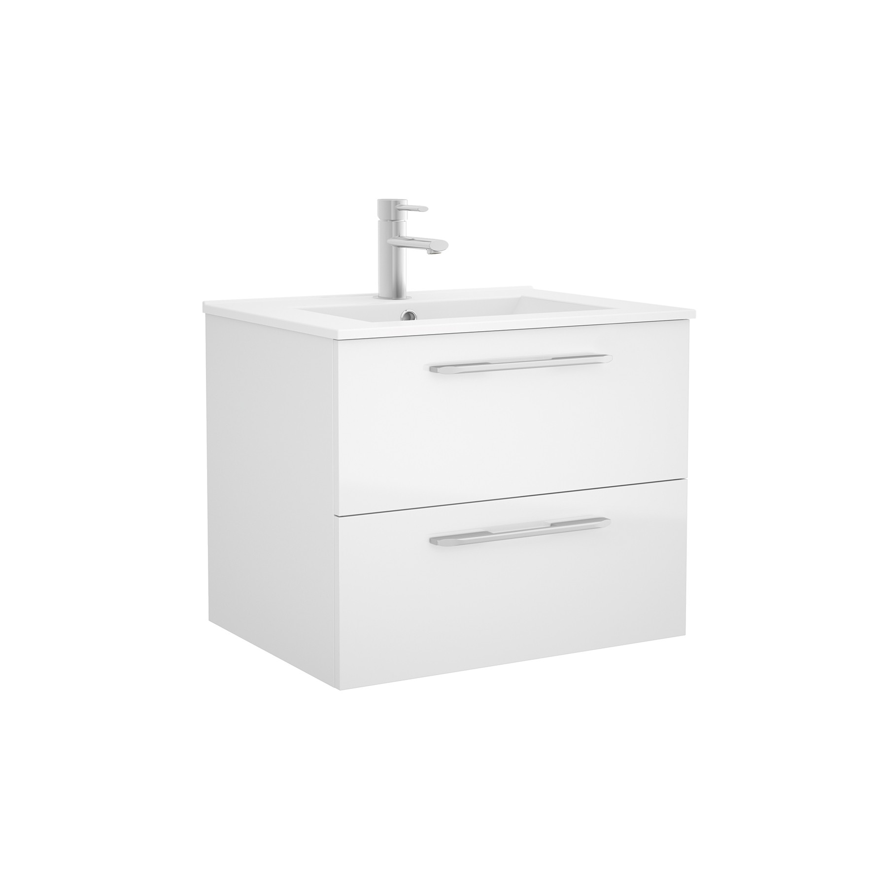 23287 SALGAR Мебель для умывальника FUSSION CHROME 700 2 ящика GLOSS WHITE 697 x 540 x 450 мм Глянцевый белый - Вид №1