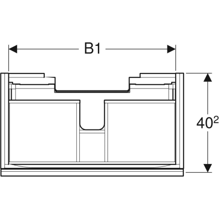 500.615.JL.2 Шкафчик для раковины Geberit Acanto, с одним выдвижным ящиком и одним внутренним выдвижным ящиком, с укороченным вылетом, с сифоном Geberit  - Вид №2