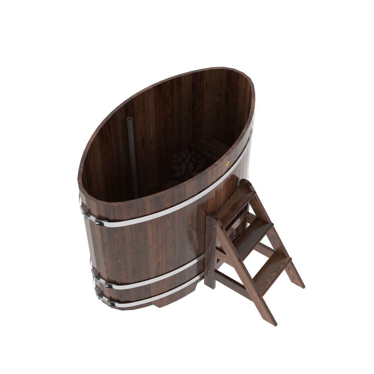 1163 Купель овальная из лиственницы 0,92х1,66х1,2 морёная премиум Alyarus  - Вид №1