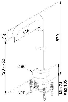 rvb Напольный излив из хромированной латуни для ванны Times 8009.--.73 - Вид №1
