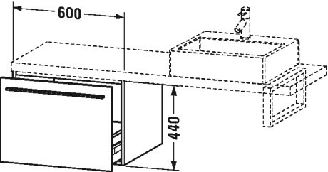 XL543309090 X-Large Шкафчик для консоли Фланелево-серый шелковисто-матовый лак Duravit - Вид №1