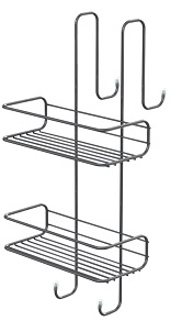 2485(13) Gedy, решетка прямоугольная 2-х уровневая на душевое стекло с 2-я крючками, цвет хром