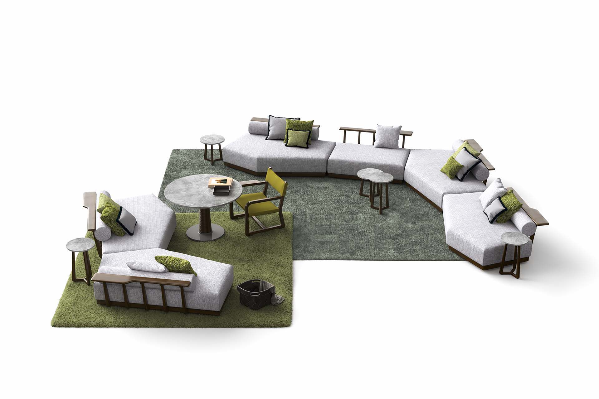 3-местный диван из красного дерева и ткани Exteta Sunset ARCH-00028080 - Вид №18