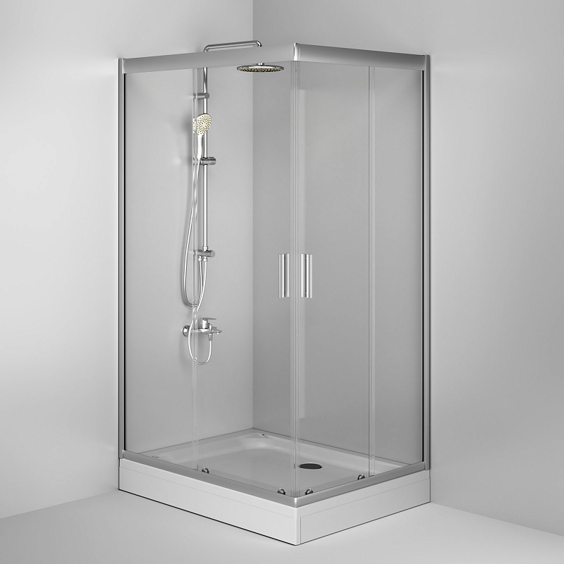 W90G-404-120290-MT Twin Slide 120x90. Душевое ограждение120x90 профиль мат хром стекло прозра AM.PM Gem - Вид №4