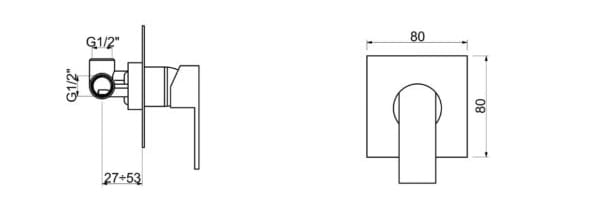 Латунный встраиваемый смеситель для душа QD Magistro Lab Swanky ARCH-00053382 - Вид №1