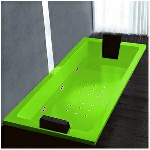 Ванна Gruppo treesse Quadra 199 V073N-DX-SZ салатовая с золотой фурнитурой и гидромассажем и аэромассажем прямоугольная встроенная правая