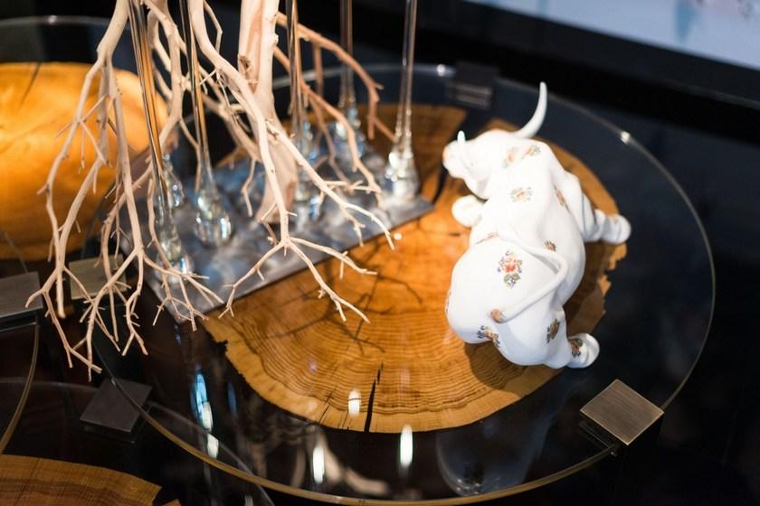 VGnewtrend Круглый журнальный столик из дерева и стекла Foresta sun-id-1345144 - Вид №2