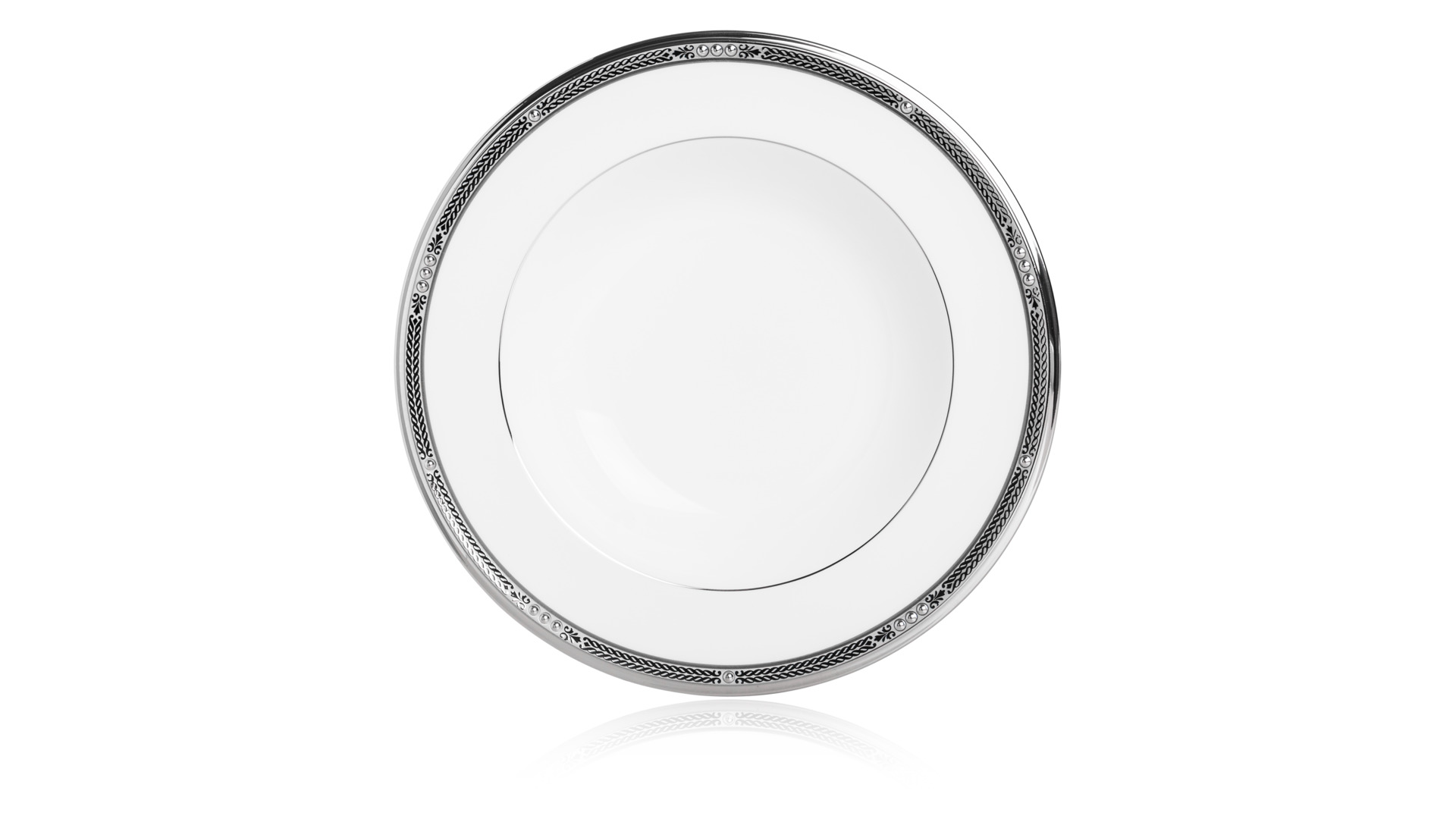 10654839 Noritake Набор тарелок суповых Noritake "Чатлайн, платиновый кант" 22см, 6 шт Фарфор костяной  - Вид №1