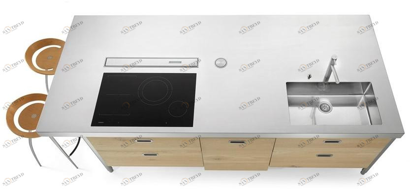 ALPES-INOX Островная кухня из нержавеющей стали с зоной для закусок Liberi in cucina sun-id-1358395