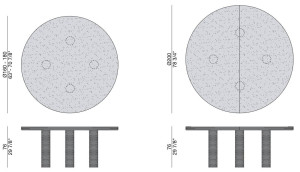 Круглый стол из мрамора и грецкого ореха