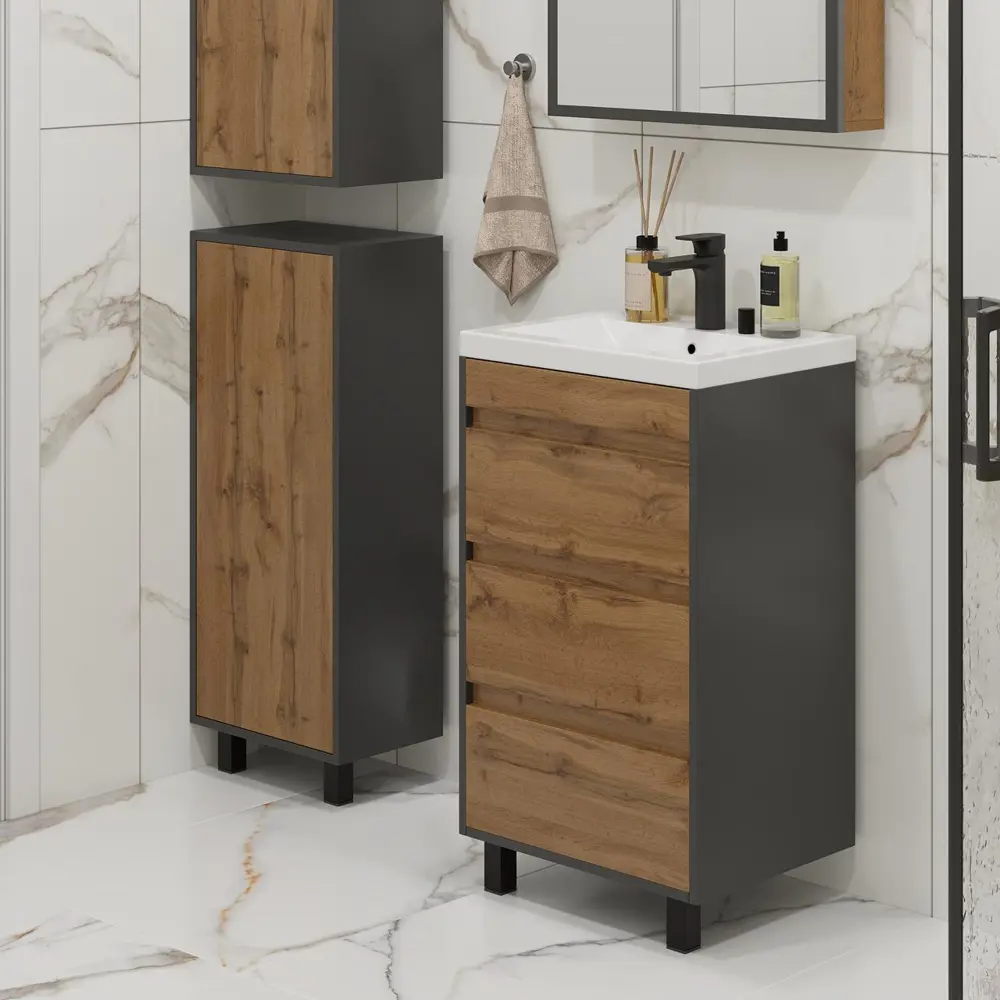 Тумба под раковину Wood 500 напольная 46.5 см цвет коричневый 89406804 STLM-2058647 Santreyd - Вид №2