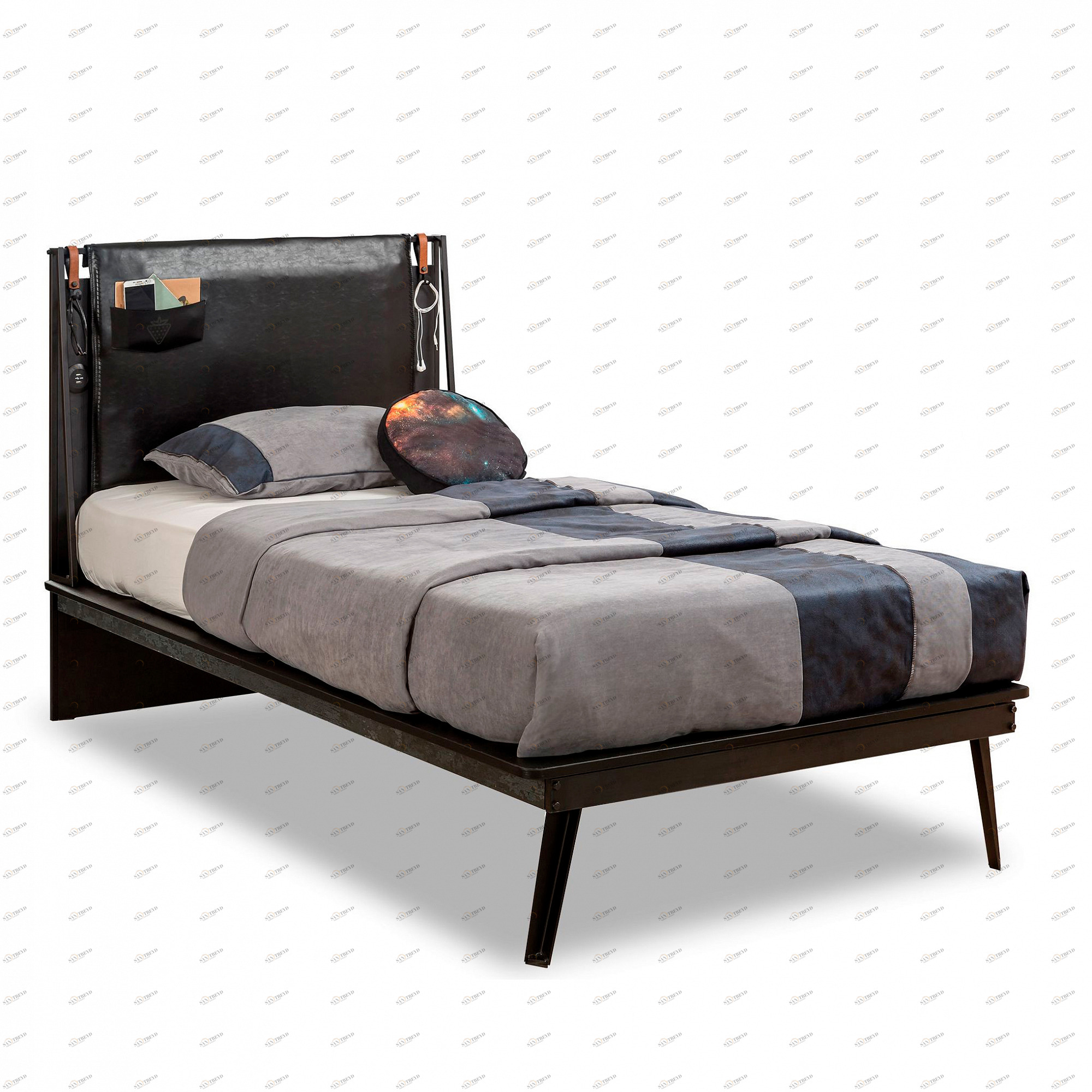 Кровать односпальная 100х200 см черная Dark Metal Line CILEK DARK METAL 00-3832290 Черный Santreyd 