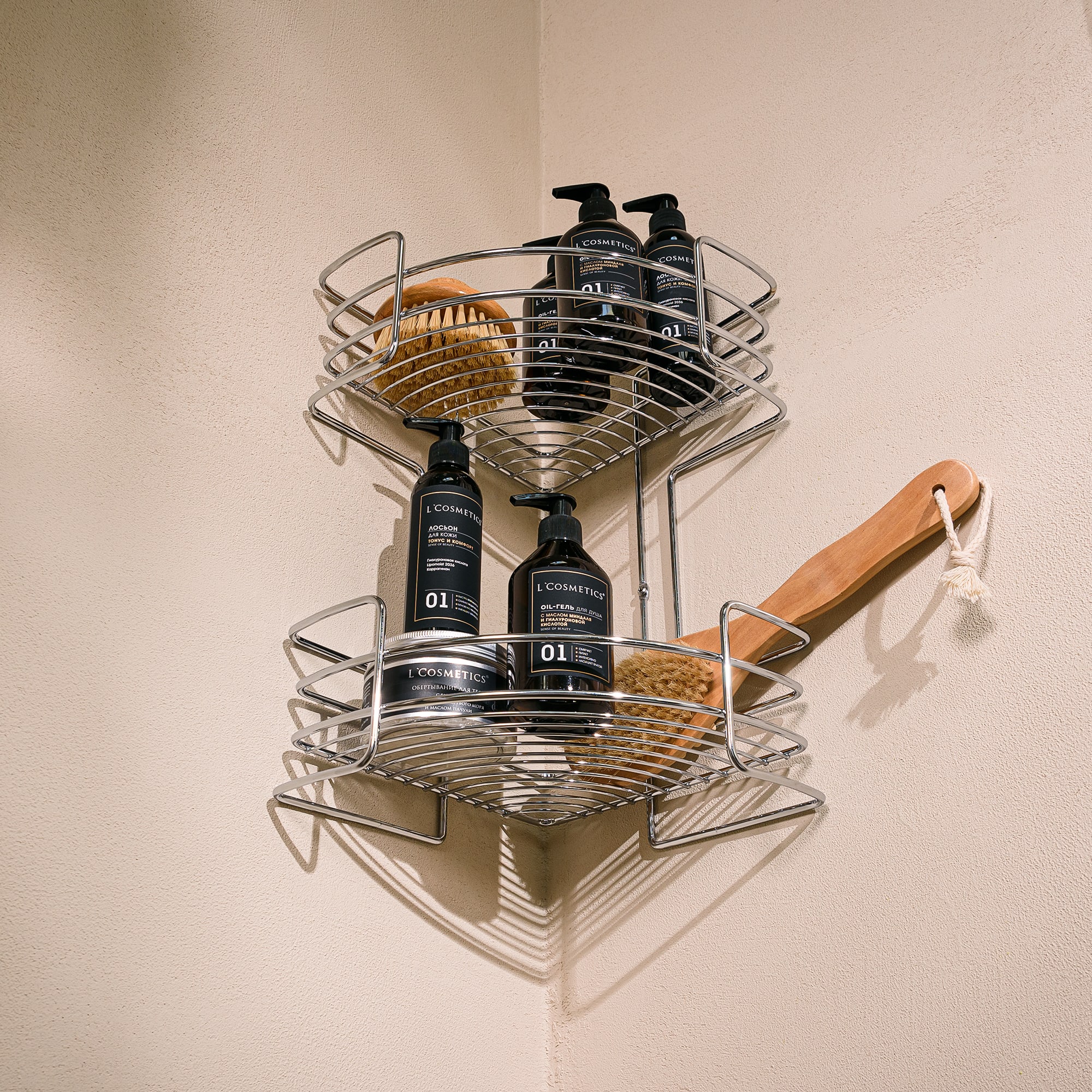 82484985 Полка двухъярусная угловая 23х23х38 см цвет хром Новые горизонты Santreyd  - Вид №7