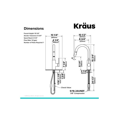 Кухонные смесители Olletto KPF-2620BB латунь krausru  - Вид №4