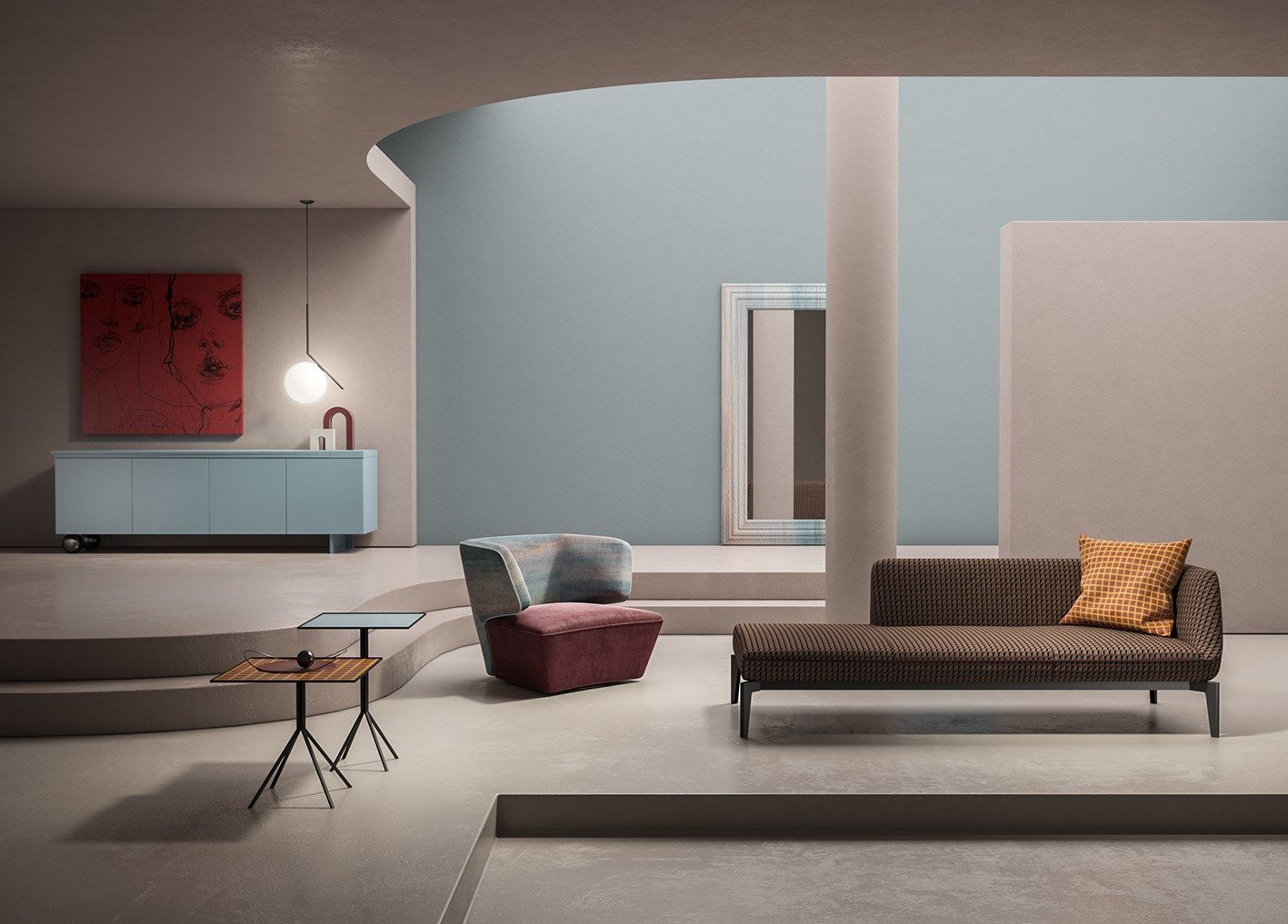 Прямоугольное зеркало из ткани с рамкой MOMENTI Home &amp ARCH-00072488 - Вид №1