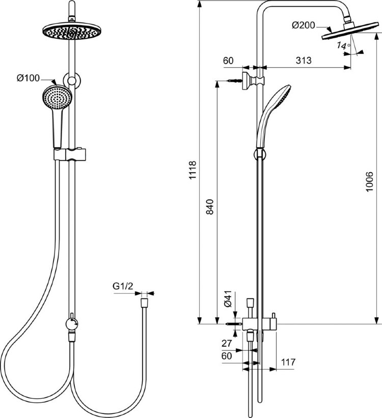 BC747XG Душевая система для установки с настенным смесителем Ideal Standard IDEALRAIN - Вид №5