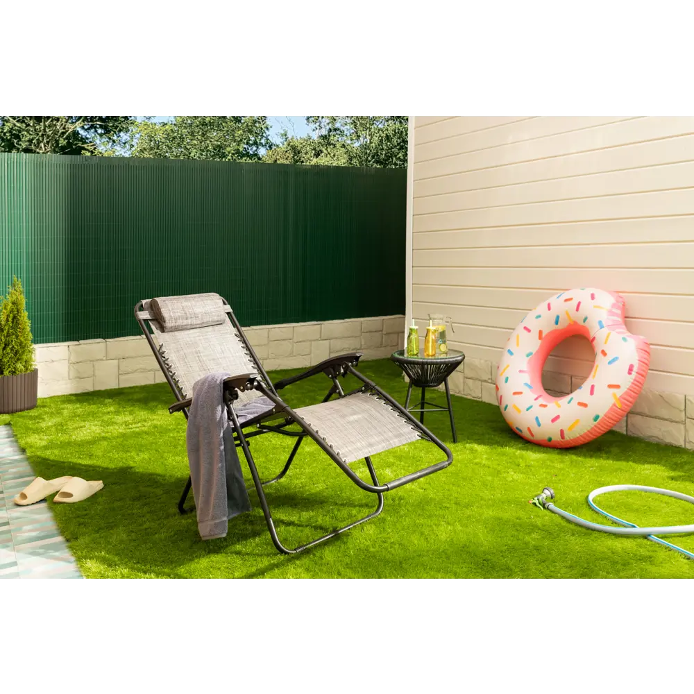 Шезлонг складной GreenGard Бриз 100x63x97 см сталь/ткань черный/серый STLM-2031059 - Вид №6