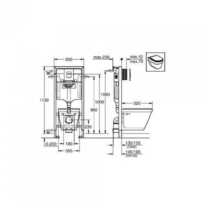 NW0030 Подвесной унитаз настенный Белый Grohe Solido Тайвань - Вид №1