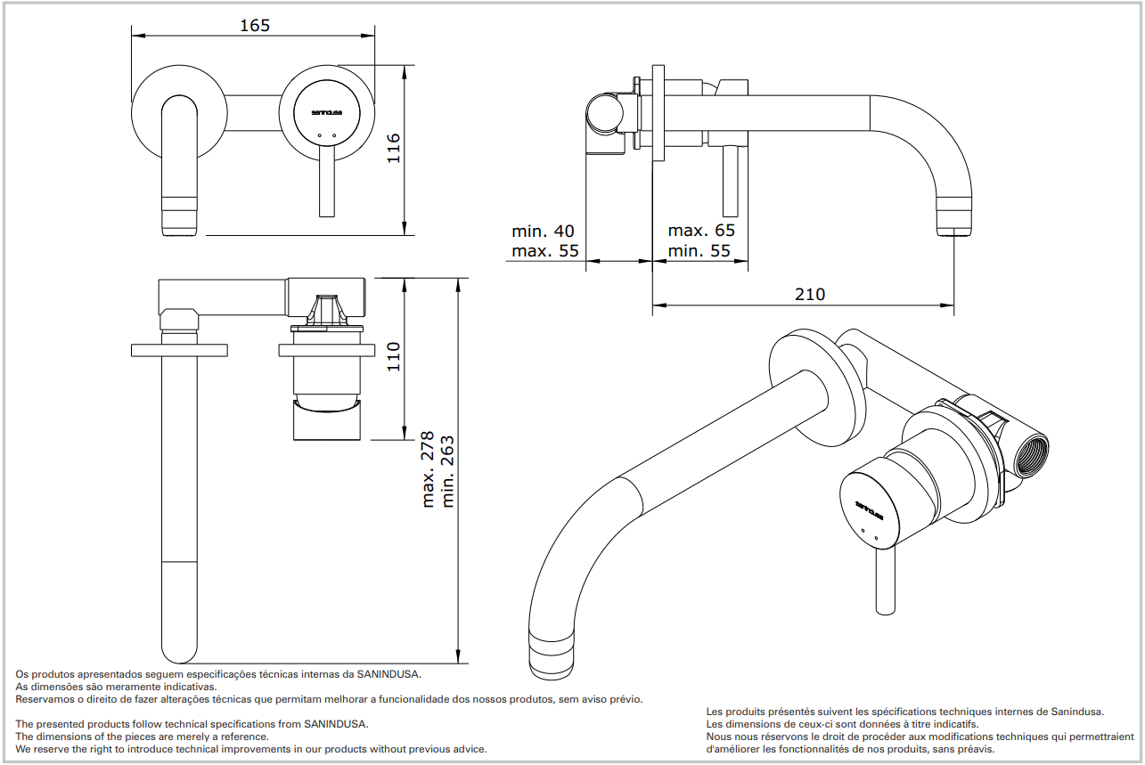 Смеситель для раковины Sanindusa Tube 531130111 - Вид №1