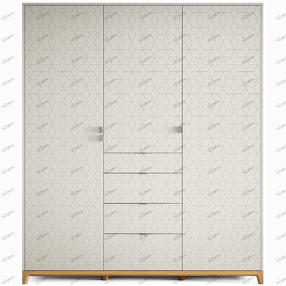 Шкаф трехстворчатый с ящиками светло-серый Case №2 THE IDEA  210393 Серый 