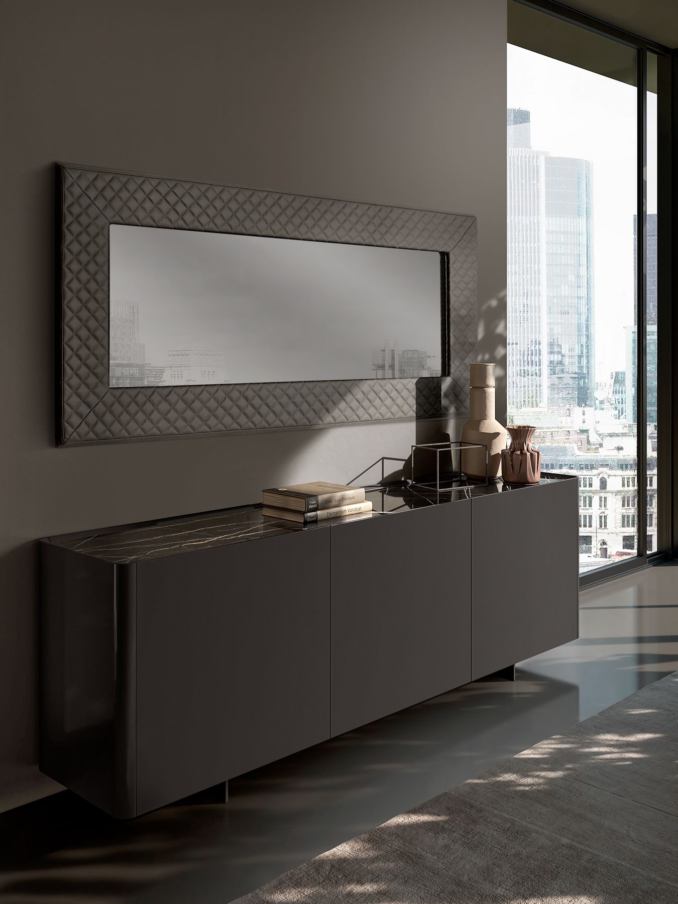 Прямоугольное зеркало с кожаной рамкой EFORMA PRISMA ARCH-00027907 - Вид №1