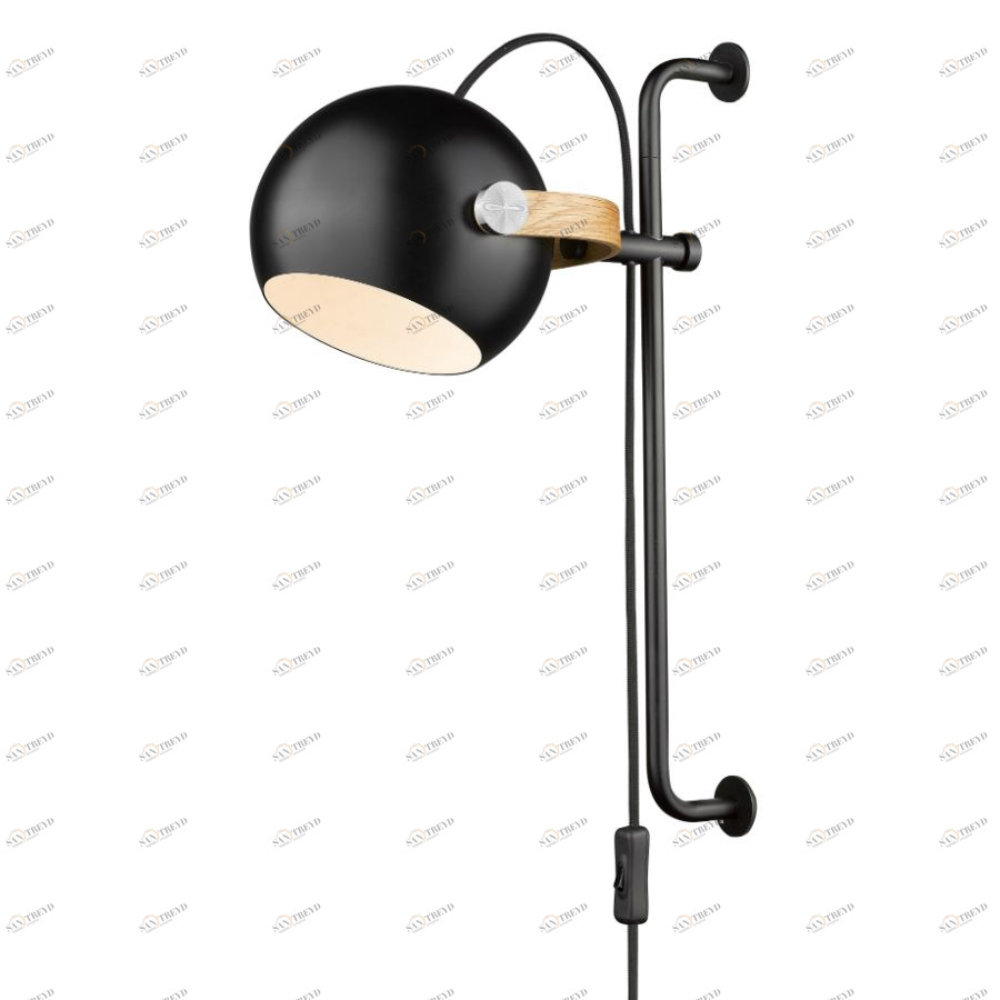 Светильник настенный D.C long, Ø18, черный/дуб Halo Design 734146