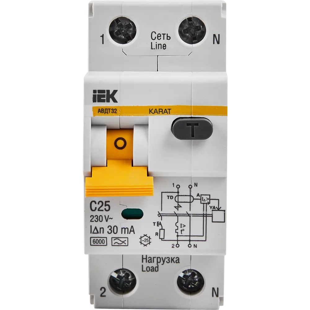 Дифференциальный автомат IEK АВДТ 32 2P C25 А 30 мА 6 кА AC MAD22-5-025-C-30 82338742 STLM-2202697  - Вид №2