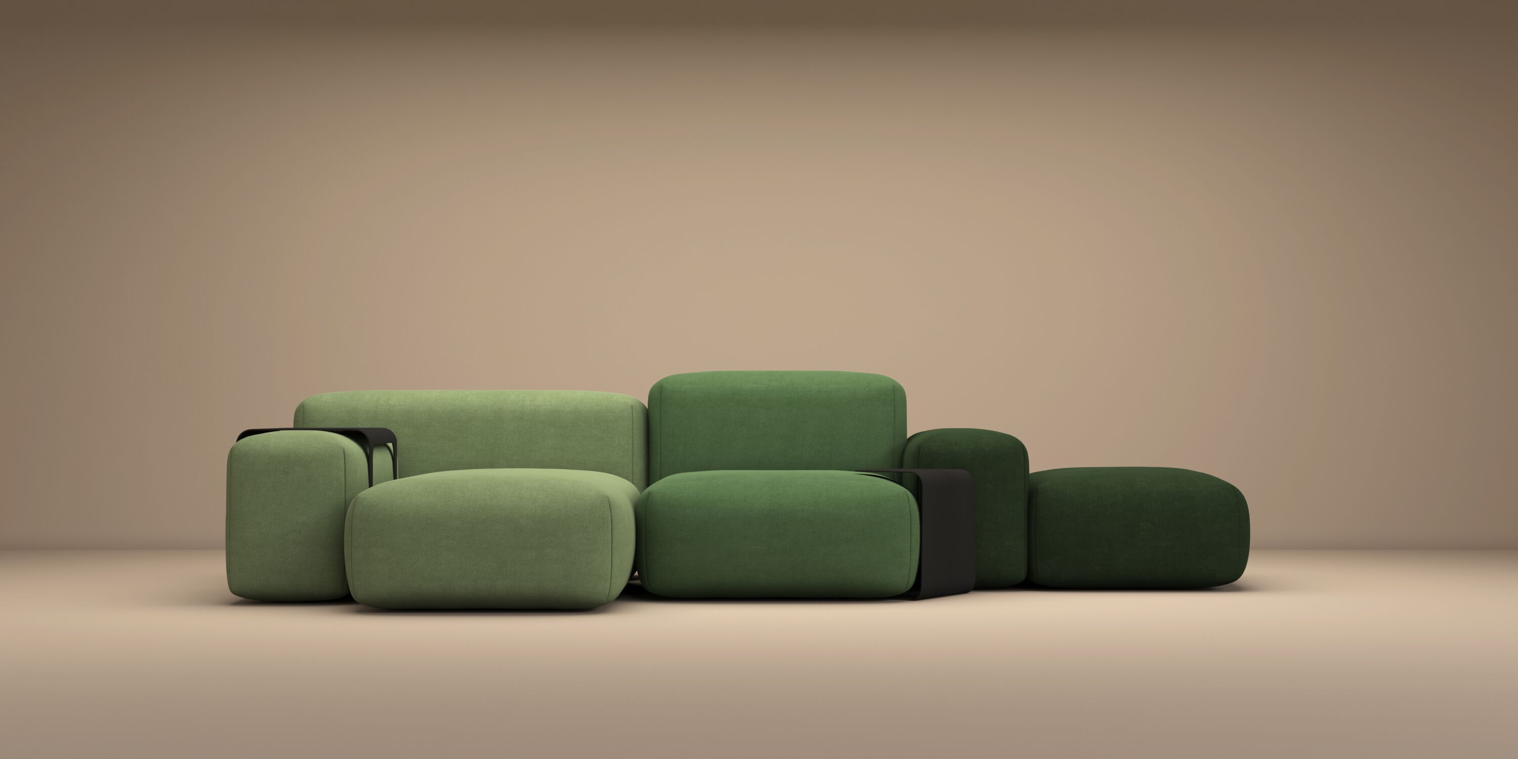 Тканевый диван с полуостровом HANNABI MODEL NO.17 GREEN ARCH-00097013 - Вид №3