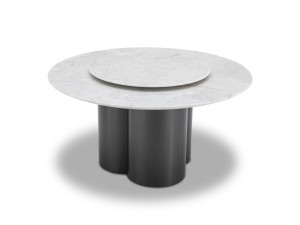 Круглый обеденный стол из мрамора и нержавеющей стали с Lazy Susan