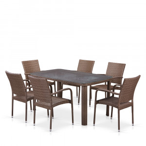 T51A/Y376-W773-150x85 6Pcs Brown Комплект плетеной мебели Afina