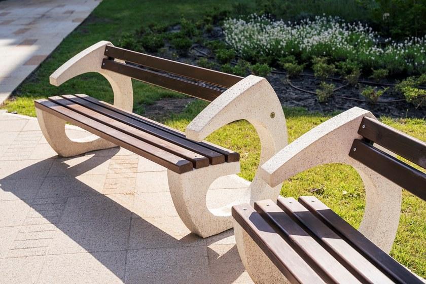 ENCHO ENCHEV - ETE Скамейка из бетона и дерева со спинкой  99  - Вид №5