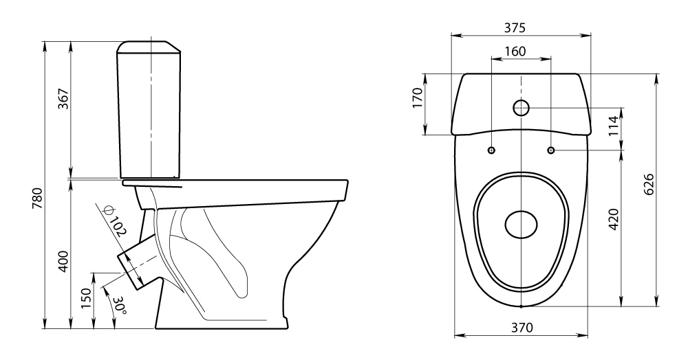 13802 Компакт унитаз с бачком Белый Лобненский Стройфарфор  Россия  - Вид №1