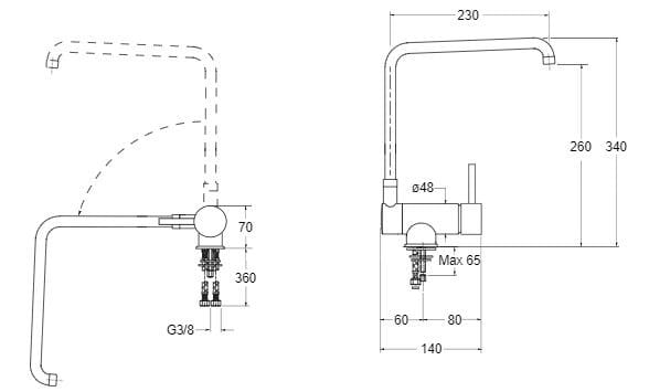 Однорычажный смеситель для кухни с поворотным изливом CRISTINA Rubinetterie кухня-современная коллекция ARCH-00132599 - Вид №2