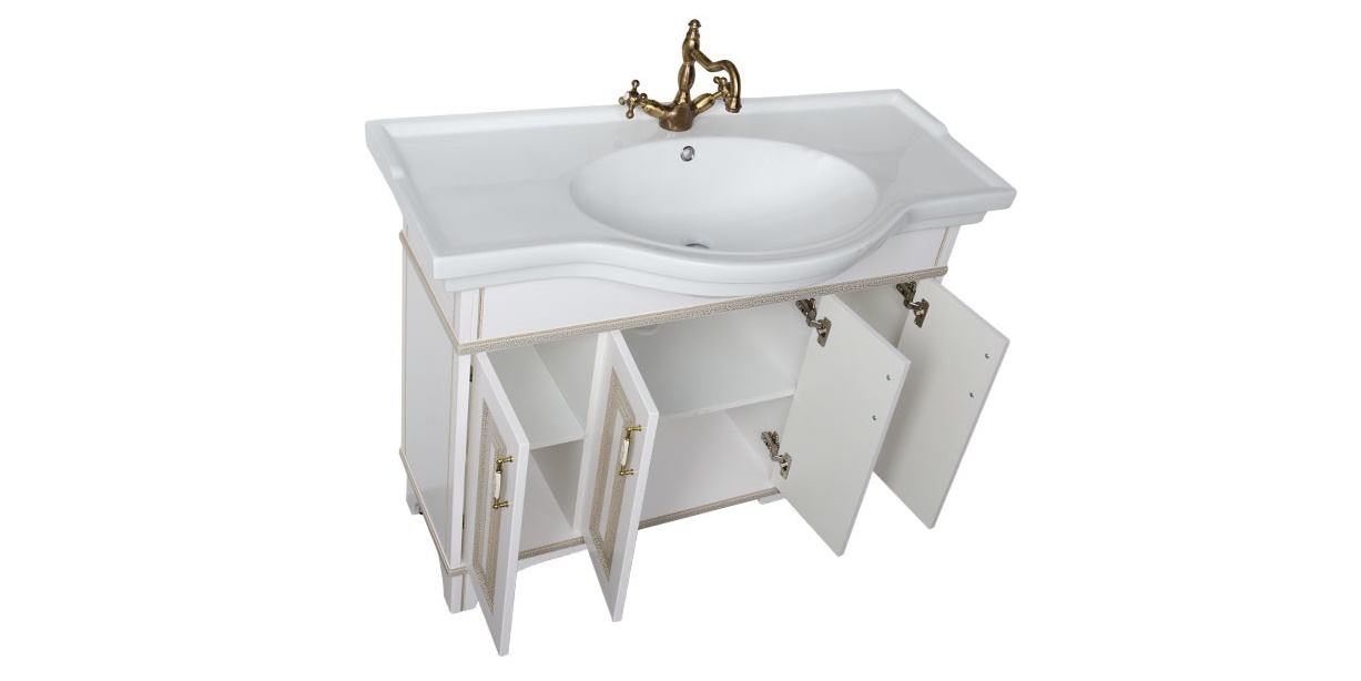 Комплект мебели Aquanet Валенса 110 белый краколет/золото 00182922 - Вид №4