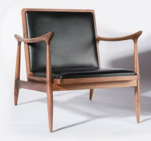 HMD INTERIORS Кресло из орехового дерева и кожи с подлокотниками