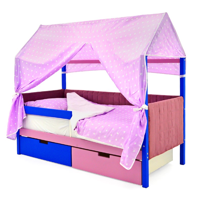 Детская кровать-домик мягкая синяя-лаванда Svogen БЕЛЬМАРКО  00-3873192 Розовый Santreyd  - Вид №7
